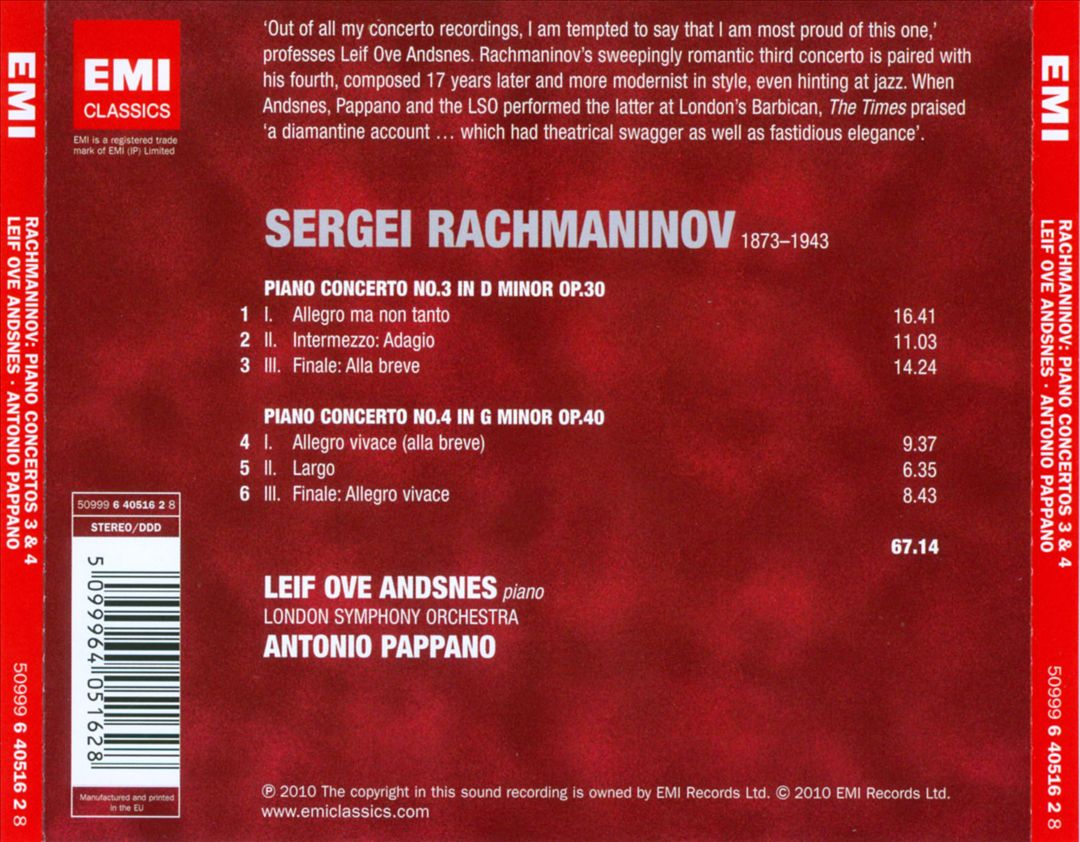 Rachmaninov: Piano Concertos 3 & 4 cover art