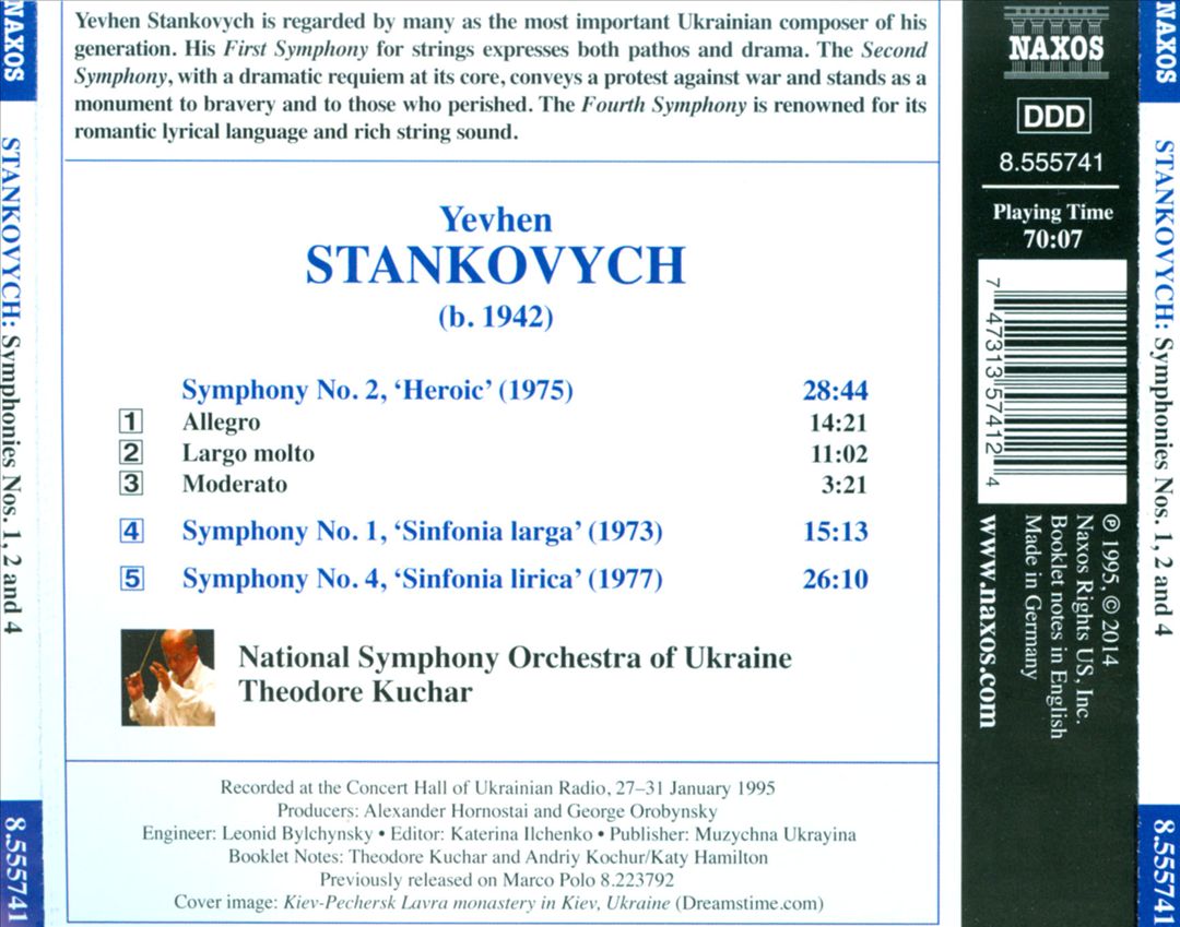 Yevhen Stankovych: Symphonies Nos. 1, 2 and 4 cover art