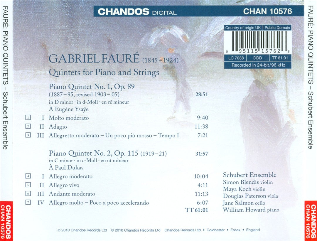 Fauré: Piano Quintets Nos. 1 & 2 cover art