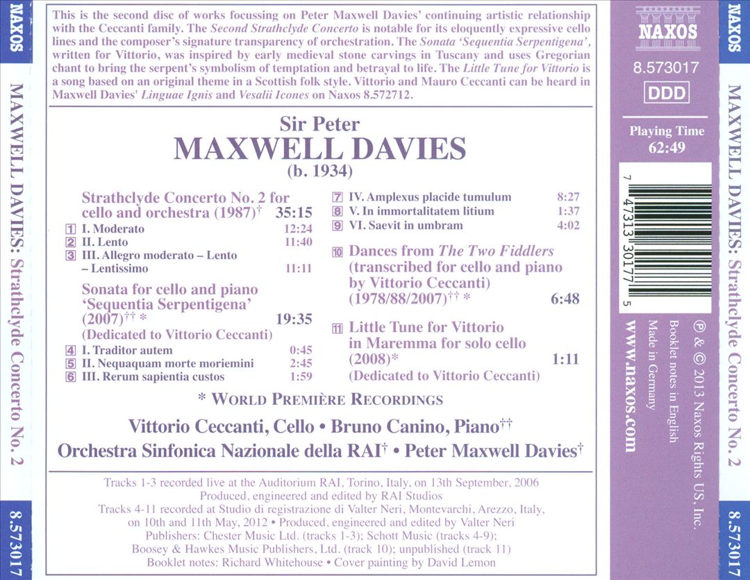 Peter Maxwell Davies: Strathclyde Concerto No. 2 cover art