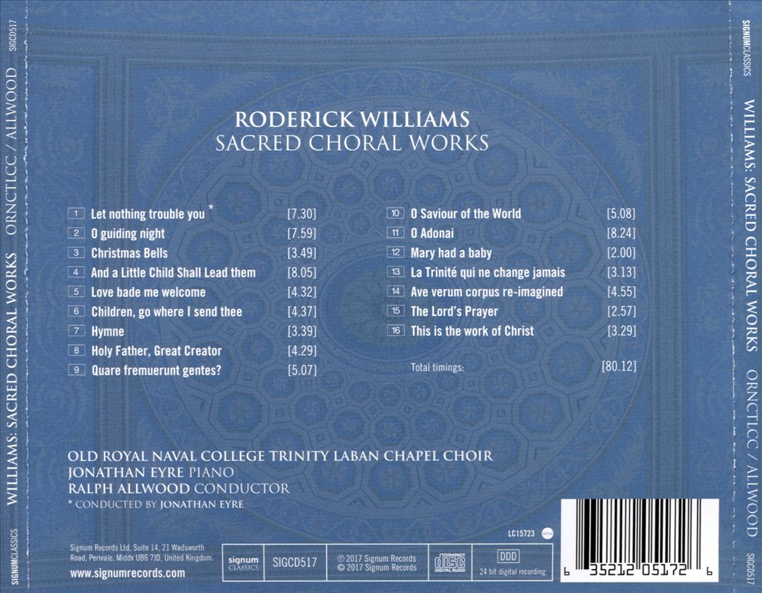 Roderick Williams: Sacred Choral Works cover art