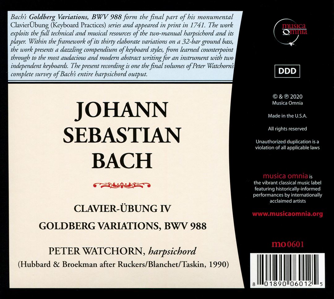 Bach: Clavier-Übung IV - Goldberg Variations, Bwv 988 cover art