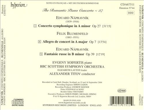Nápravník: Concerto symphonique; Fantaisie russe; Blumenfeld: Allegro cover art
