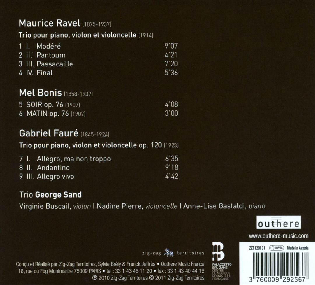 Ravel, Fauré, Bonis: Trios avec Piano cover art