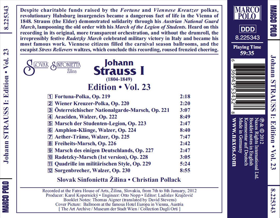 Johann Strauss I Edition, Vol. 23 cover art