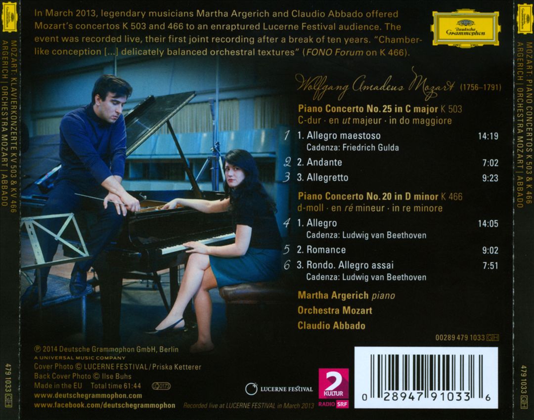 Mozart: Piano Concertos Nos. 20 & 25 cover art