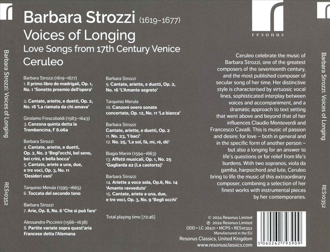 Barbara Strozzi: Voices of Longing cover art