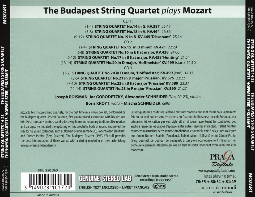 Mozart: The Late String Quartets No. 14-23 cover art