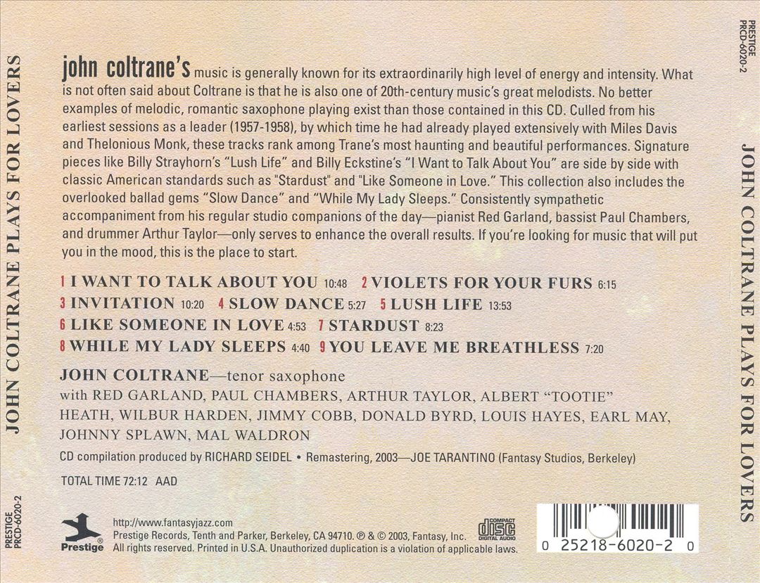 John Coltrane Plays for Lovers [2003] cover art