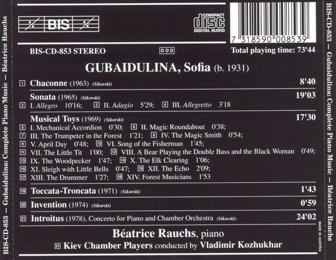 Sofia Gubaidulina: The Complete Piano Music cover art