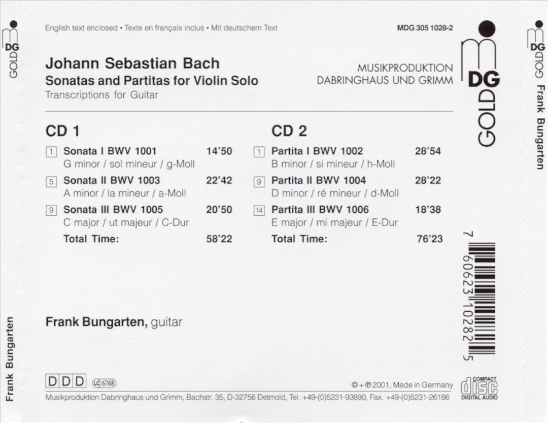 Bach: Sonatas and Partitas for Violin Solo (Transcriptions for Guitar) cover art