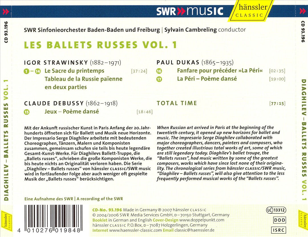 Ballets Russes, Vol. 1 cover art