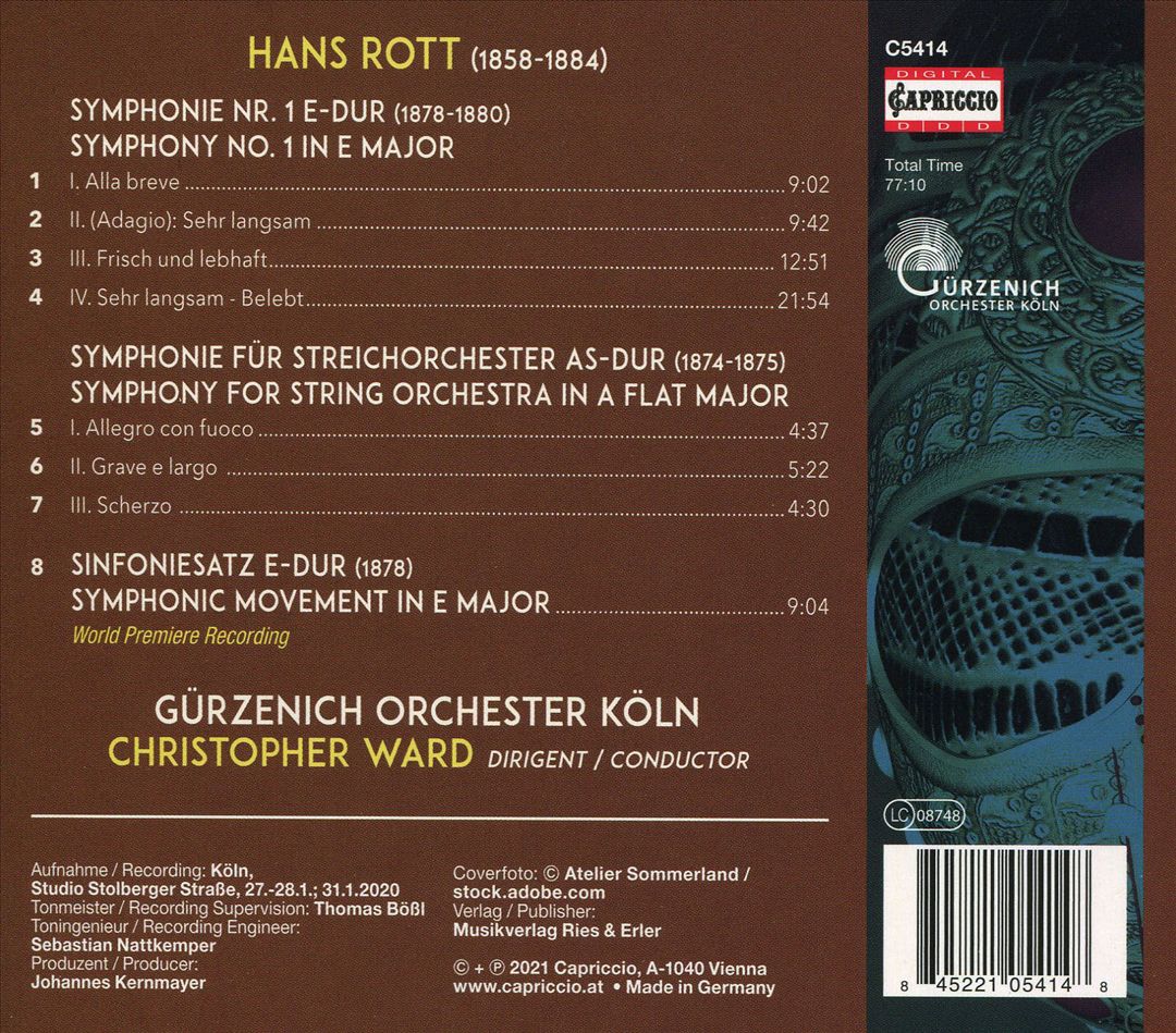 Hans Rott: Orchestral Works, Vol. 2 cover art