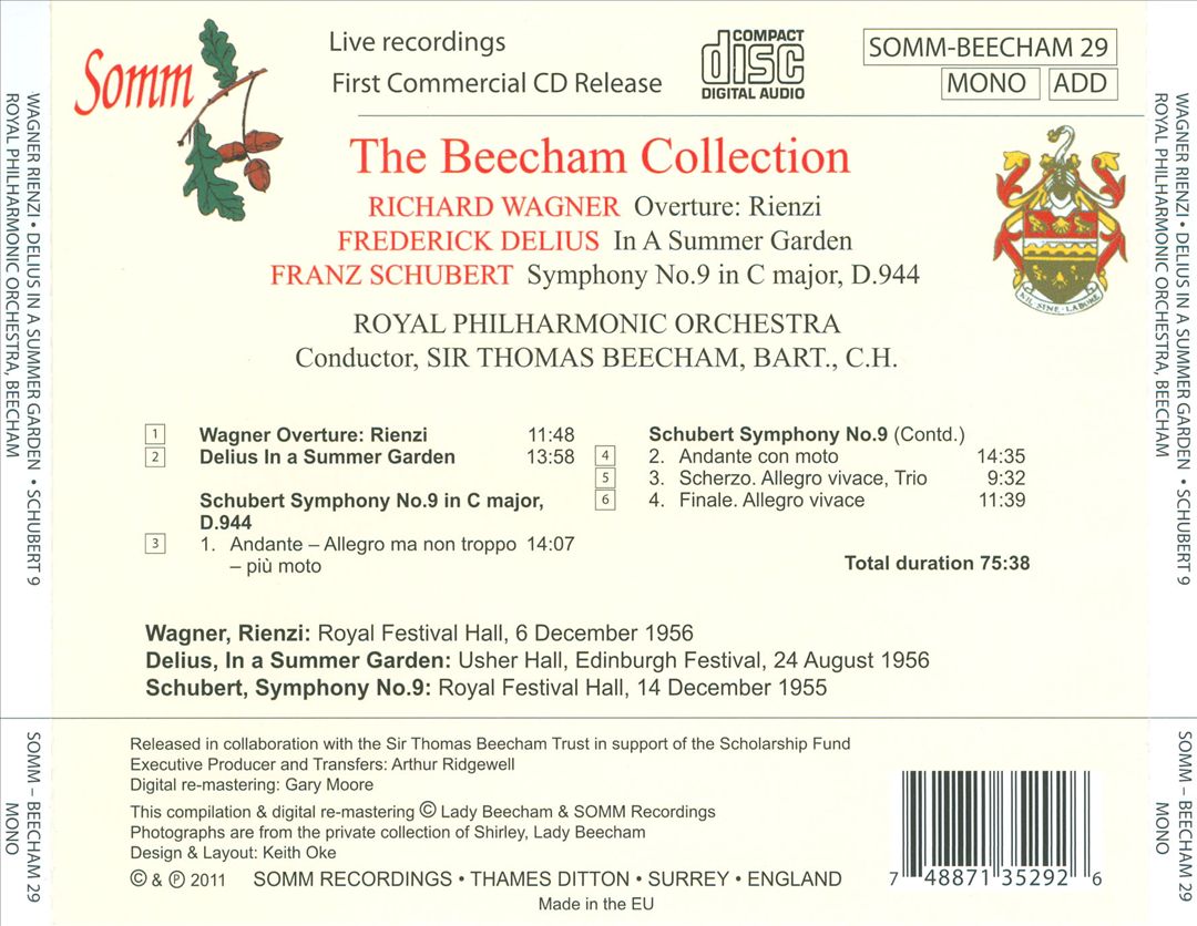 Wagner: Rienzi Overture; Delius: In a Summer Garden; Schubert: Symphony No. 9 cover art