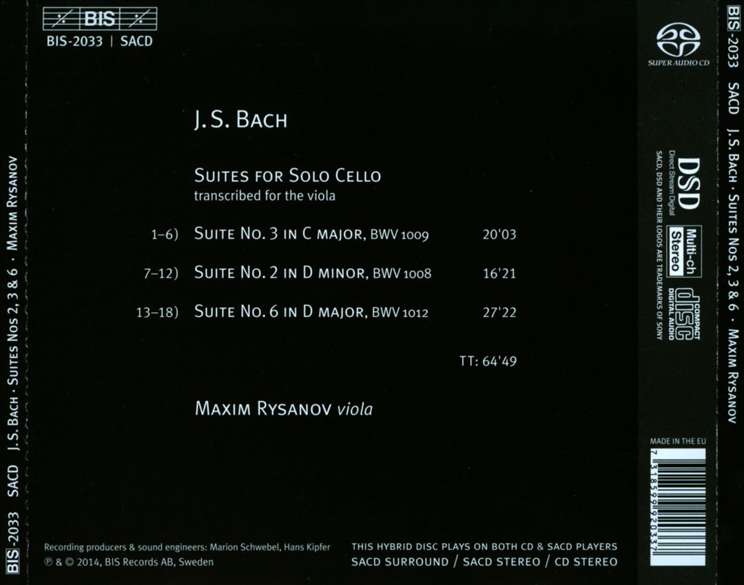 Bach: Suites Nos. 2, 3, 6 cover art