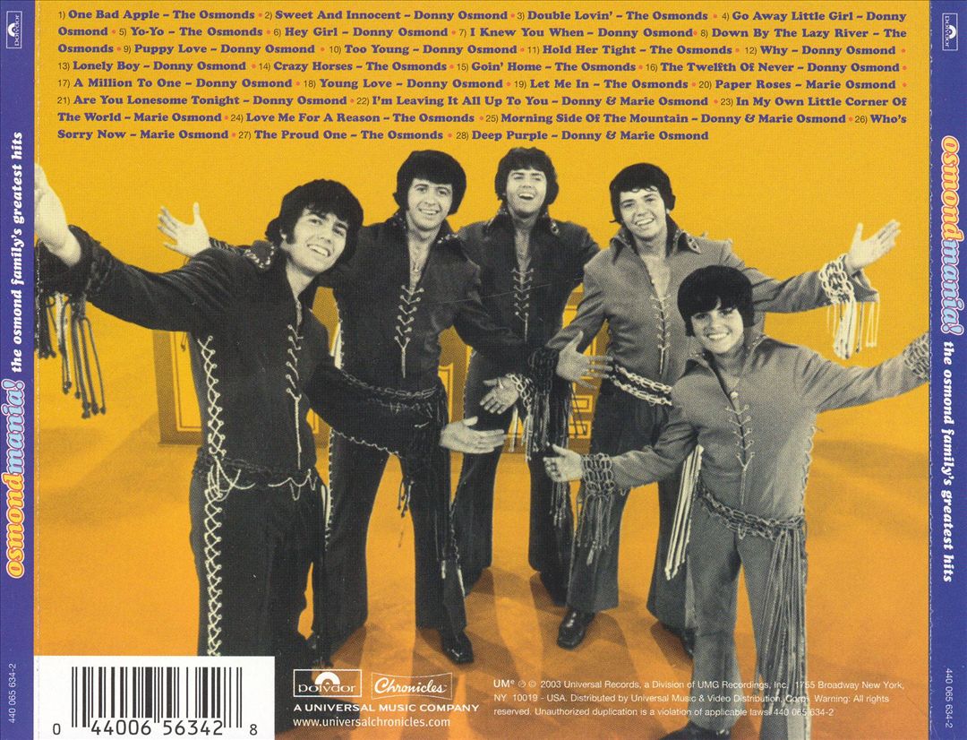 Osmondmania! Osmond Family Greatest Hits cover art