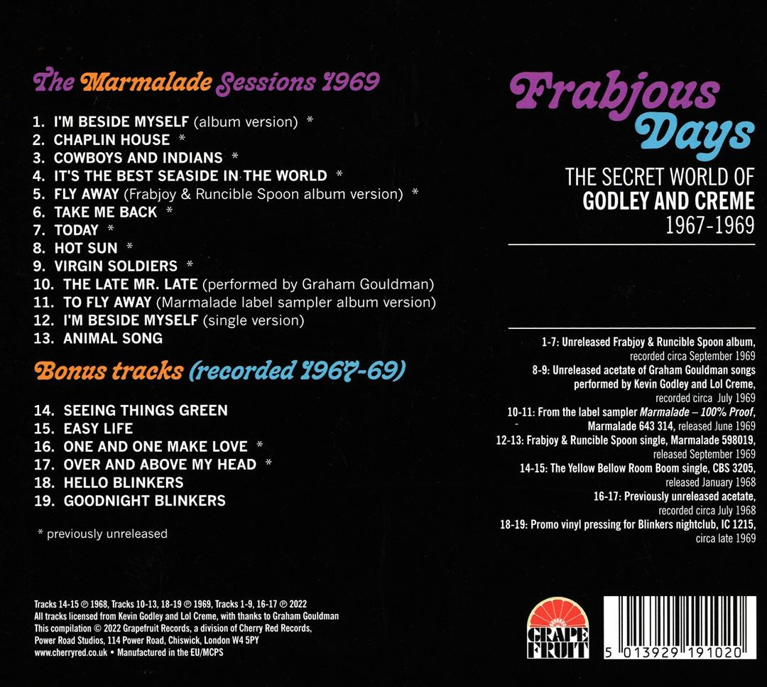 Frabjous Days: The Secret World of Godley & Creme 1967-1969 cover art