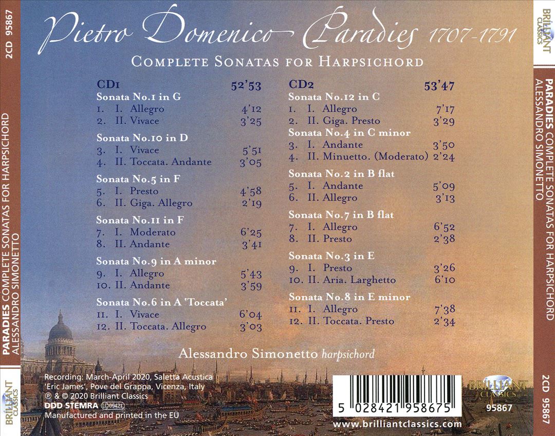 Pietro Domenico Paradies: Complete Sonatas for Harpsichord cover art