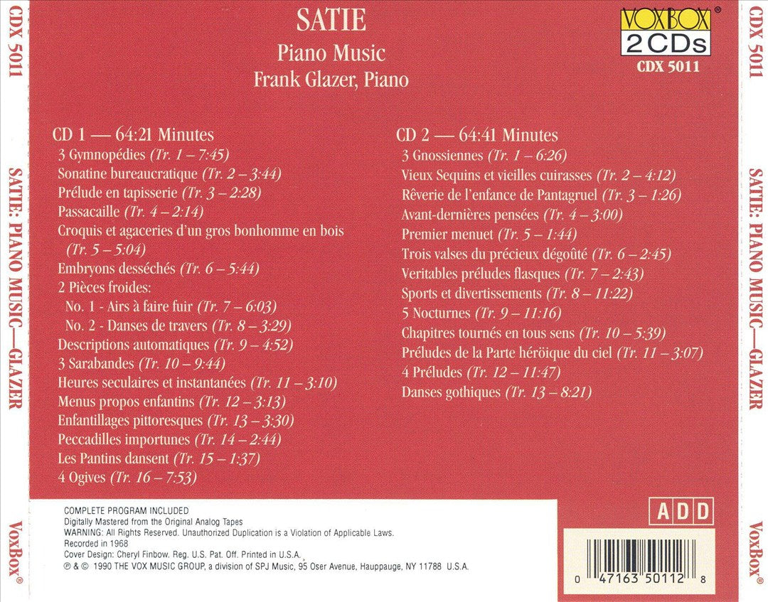Satie: Piano Music cover art