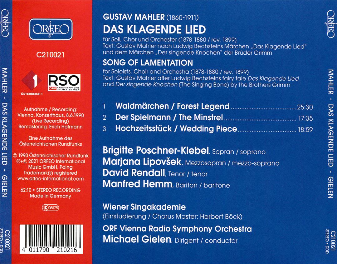 Gustav Mahler: Das Klagende Lied cover art