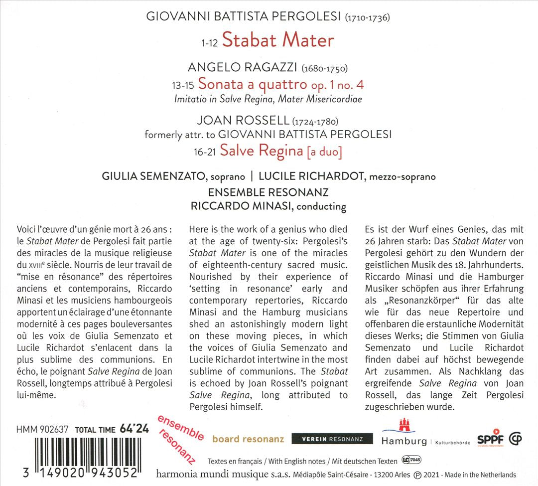 Pergolesi: Stabat Mater; Rossell: Salve Regina cover art