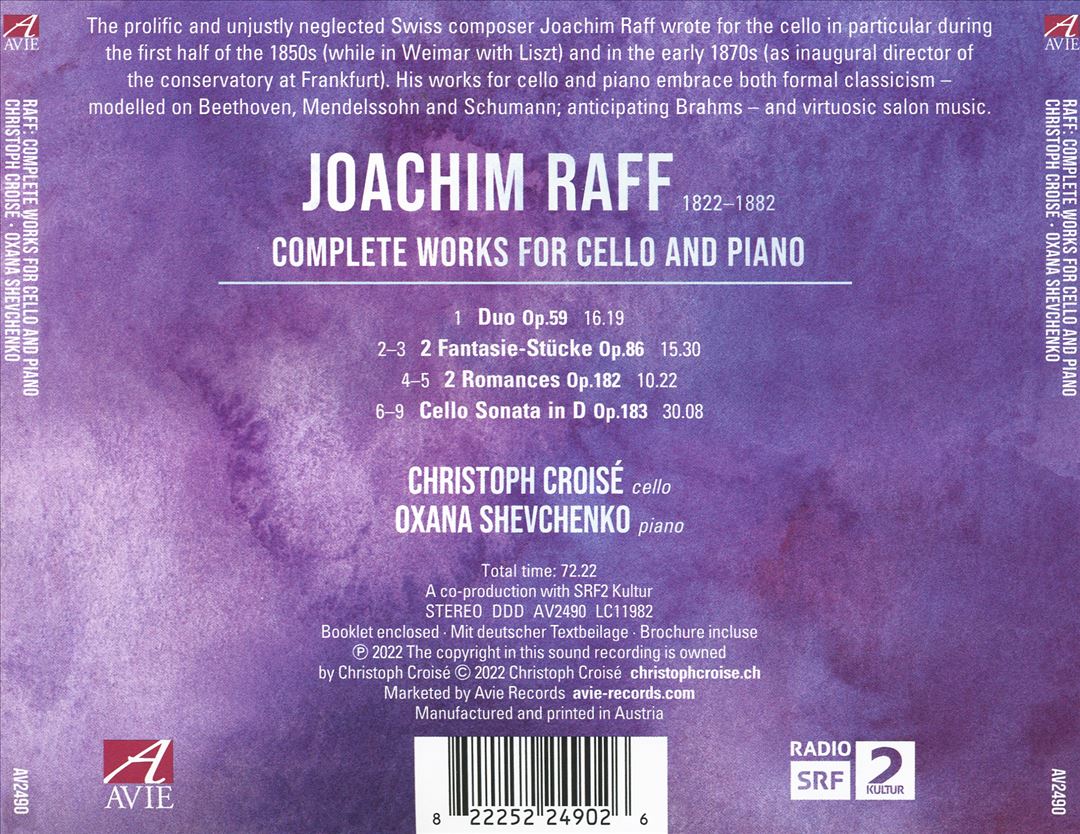 Raff: Complete Works for Cello & Piano cover art
