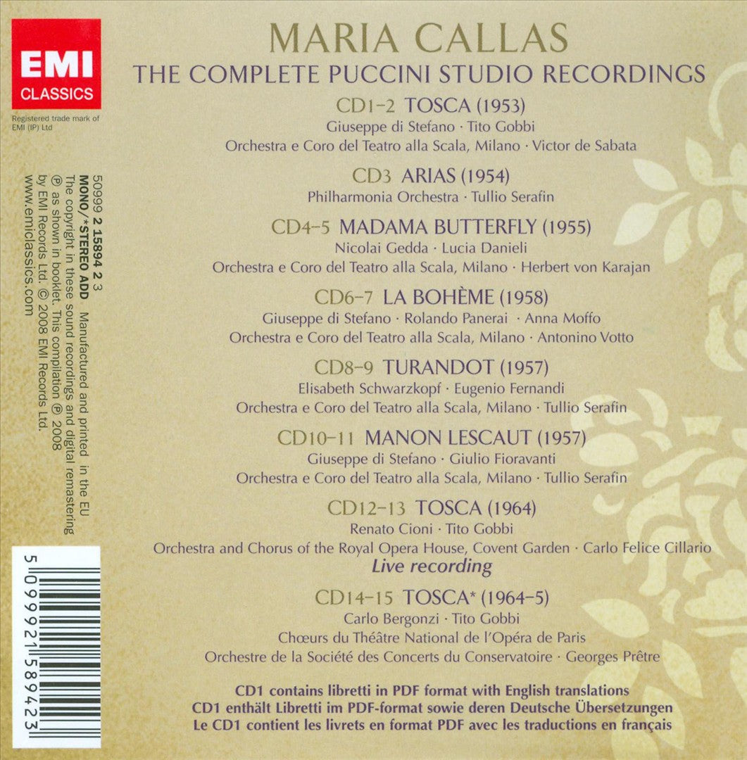 Maria Callas: The Complete Puccini Studio Recordings cover art