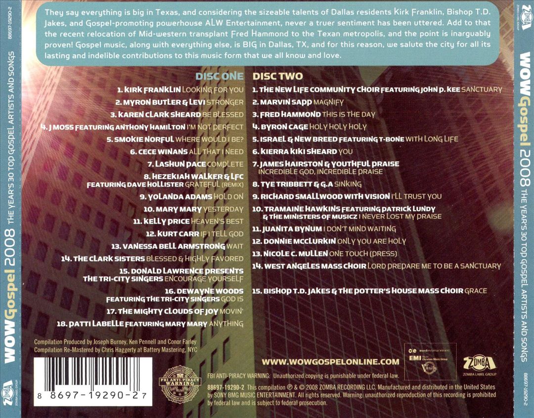 WOW Gospel 2008 cover art