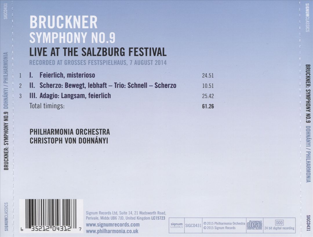 Bruckner: Symphony No. 9 cover art