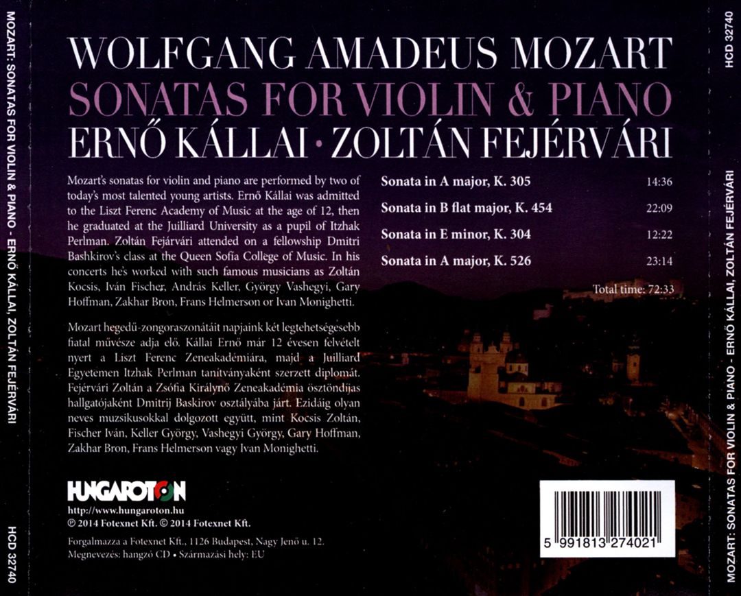Mozart: Sonatas for Violin & Piano cover art