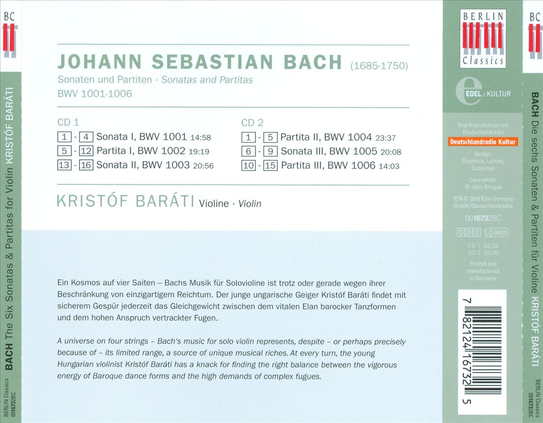 Bach: Sonatas and Partitas for Solo Violin, BWV 1001 - 1006 [2009 Recording] cover art