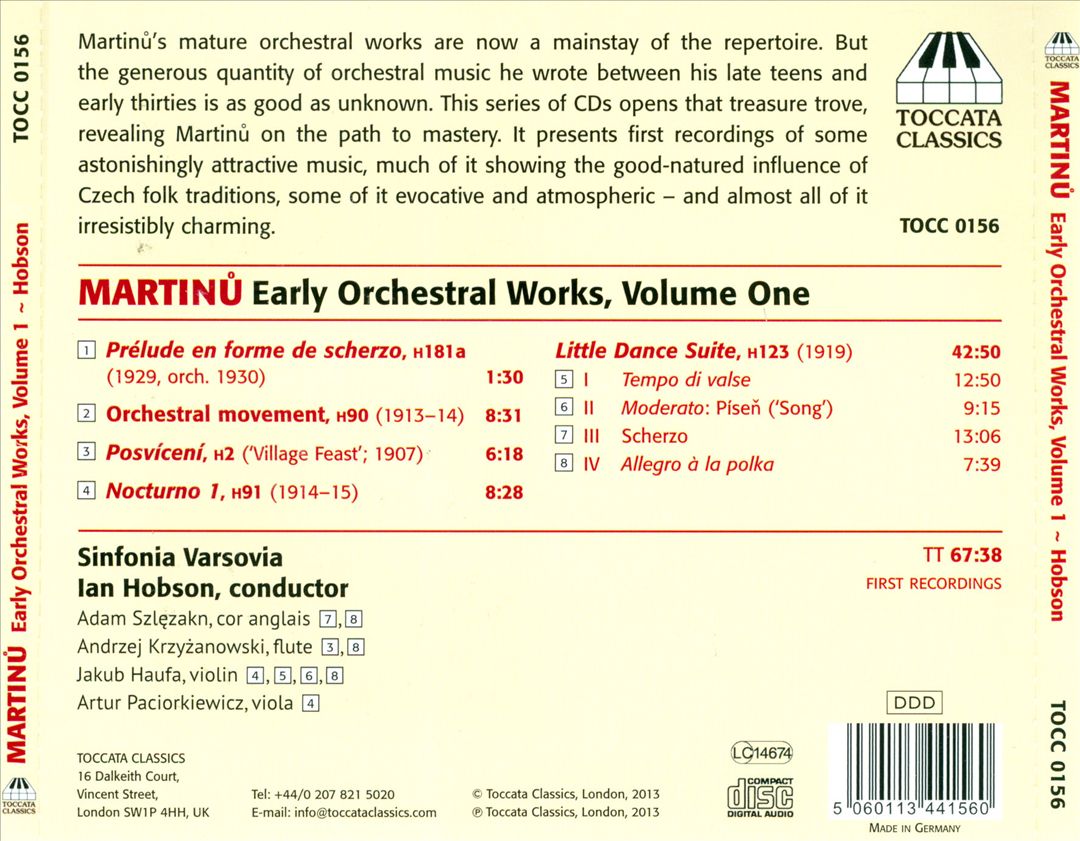 Martinu: Early Orchestral Works, Vol. 1 cover art