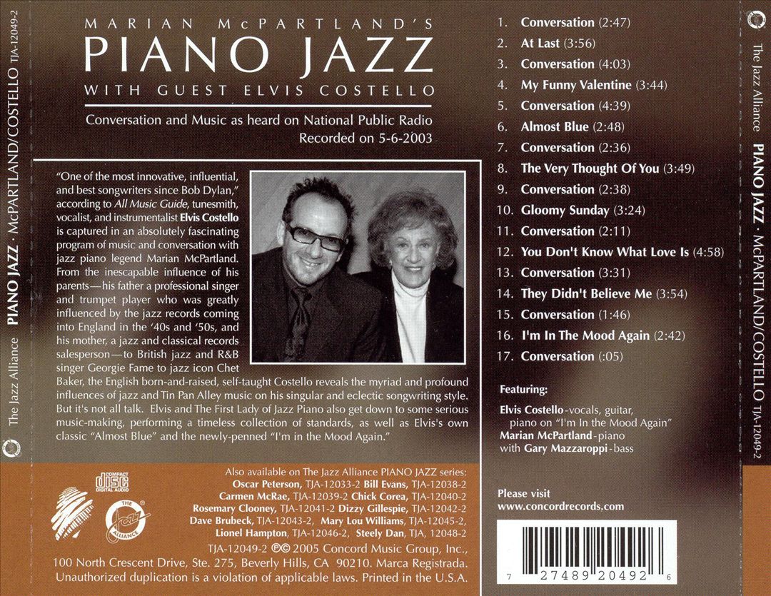 Marian McPartland's Piano Jazz with Guest Elvis Costello cover art