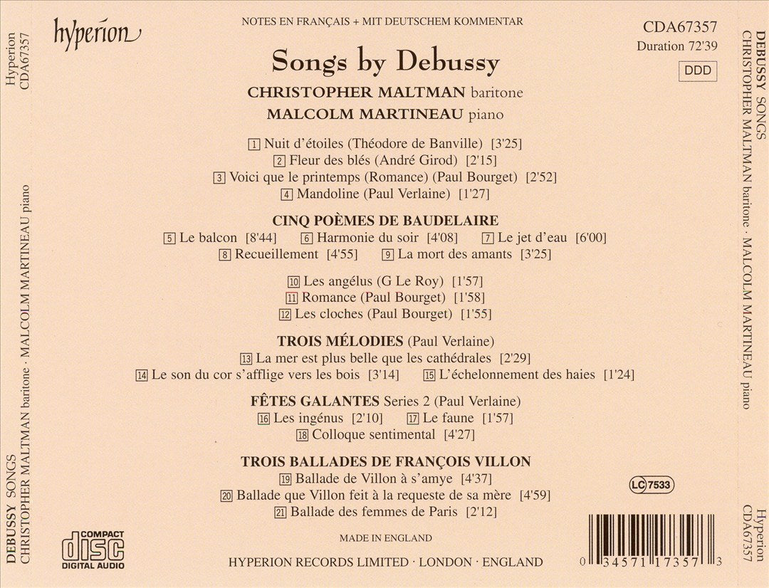 Songs by Debussy cover art
