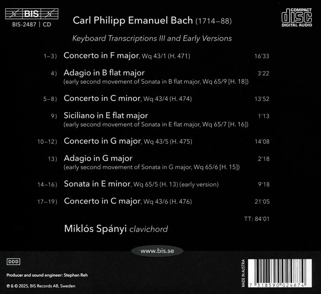 C.P.E.Bach: The Solo Keyboard Music, Vol. 42 - Keyboard Transcriptions III and Early Versions cover art