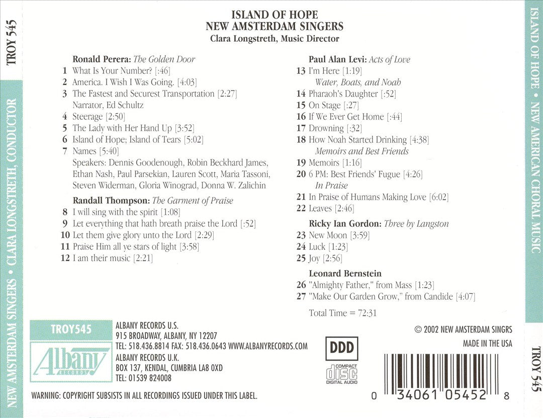 Island of Hope: New American Choral Music cover art