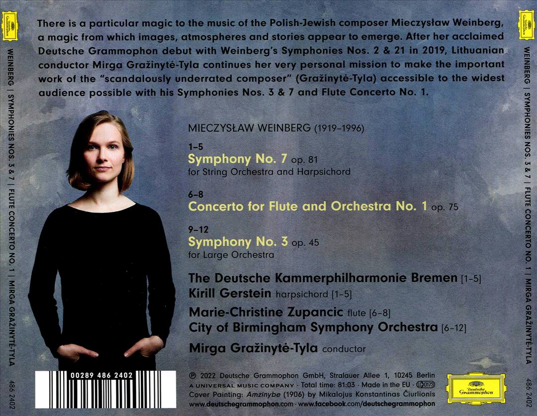 Weinberg: Symphonies Nos. 3 & 7; Flute Concerto No. 1 cover art