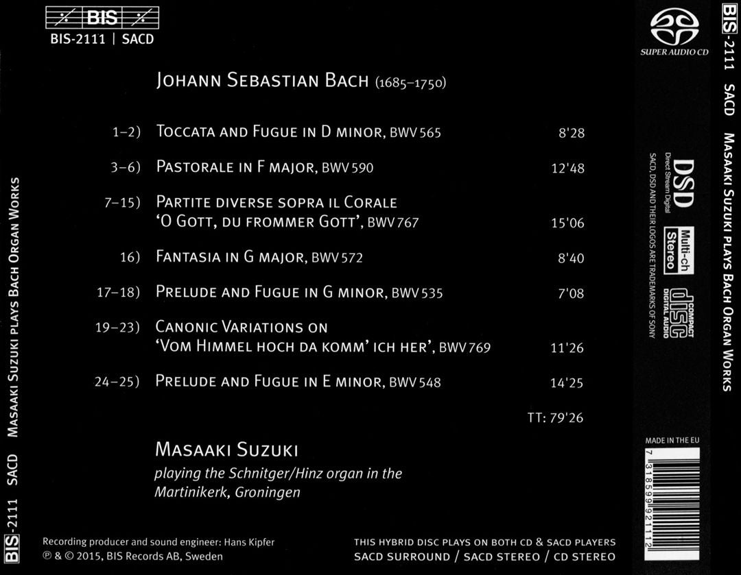 Masaaki Suzuki Plays Bach Organ Works cover art
