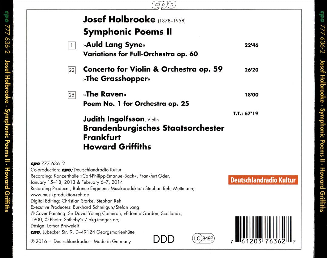 Josef Holbrooke: Violin Concerto "The Grasshopper"; The Raven; Auld Lang Syne cover art