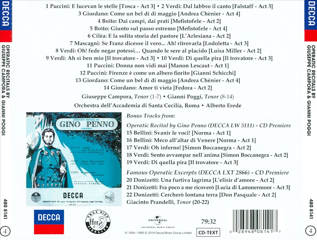 Operatic Recitals by Giuseppe Campora & Gianni Poggi cover art