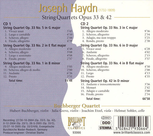 Haydn: String Quartets Opus 33 & 42 cover art