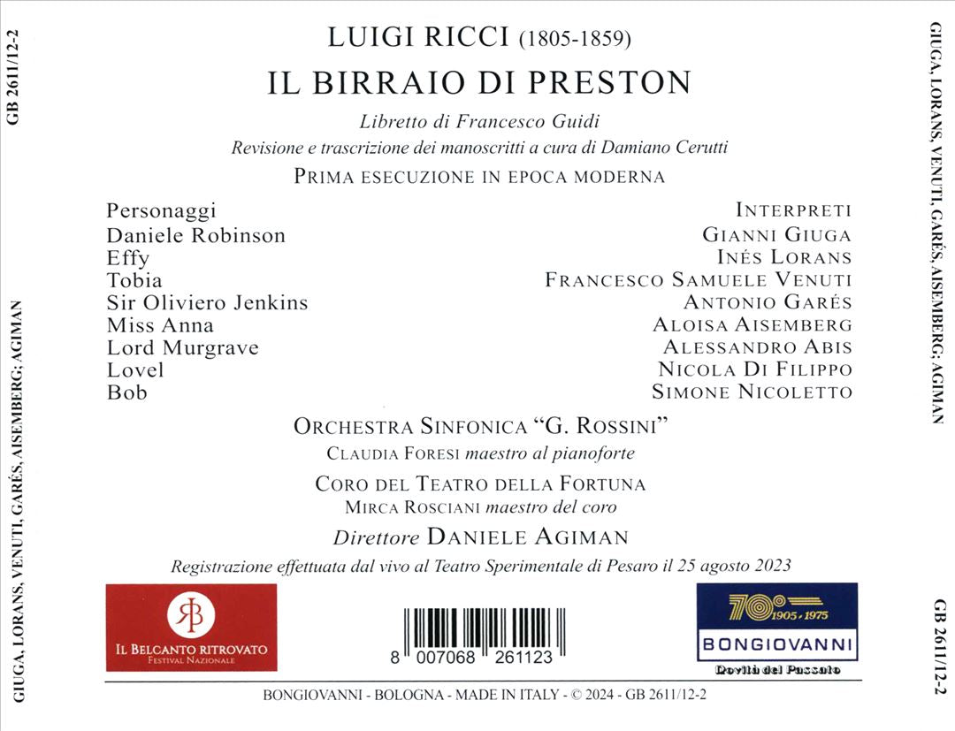 Luigi Ricci: Il Birraio di Preston cover art