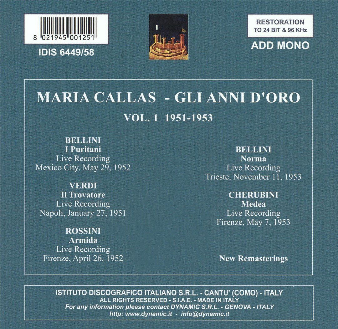 Maria Callas: Gli Anni d'Oro Vol. 1 1951-1953 cover art