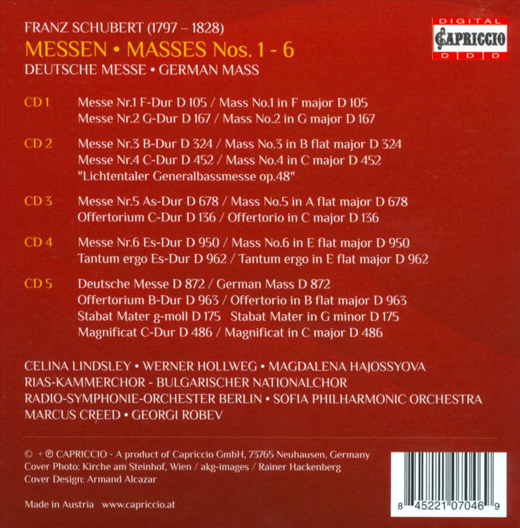 Schubert: Masses Nos. 1-6; German Mass cover art
