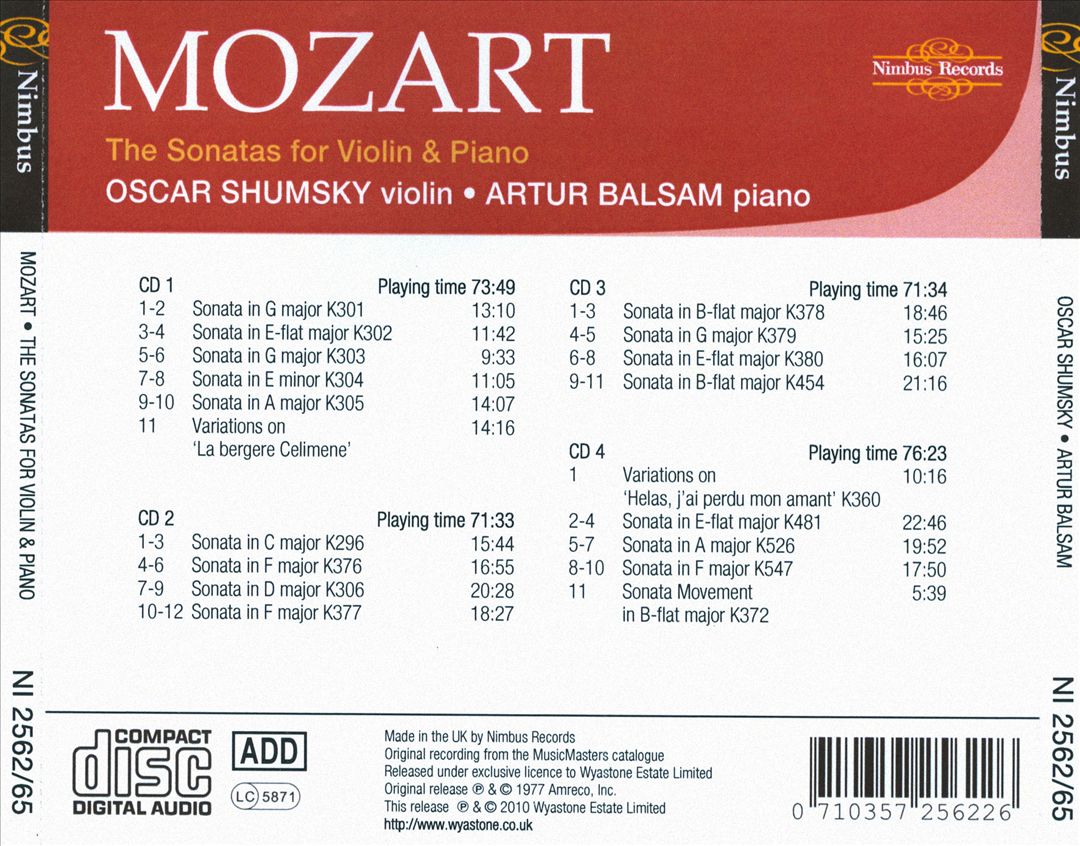 Mozart: The Sonatas for Violin & Piano cover art