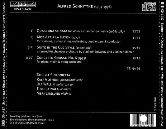 Alfred Schnittke: Quasi una sonata; Suite in the Old Style; Moz-Art à la Haydn; Concerto Grosso No. 6 cover art