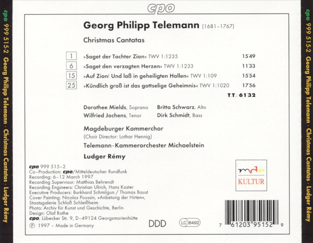 Telemann: Christmas Cantatas cover art