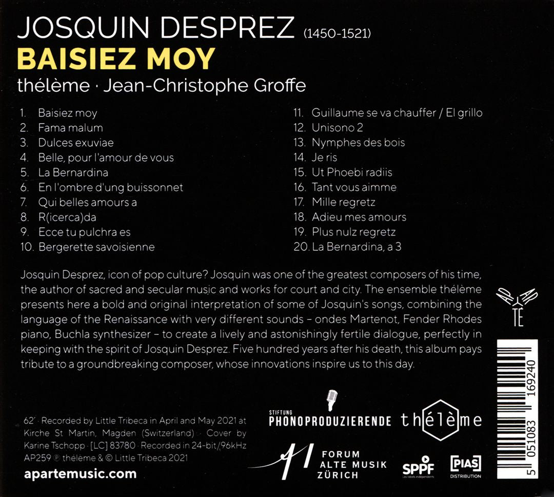 Josquin Desprez: Baisiez Moy cover art