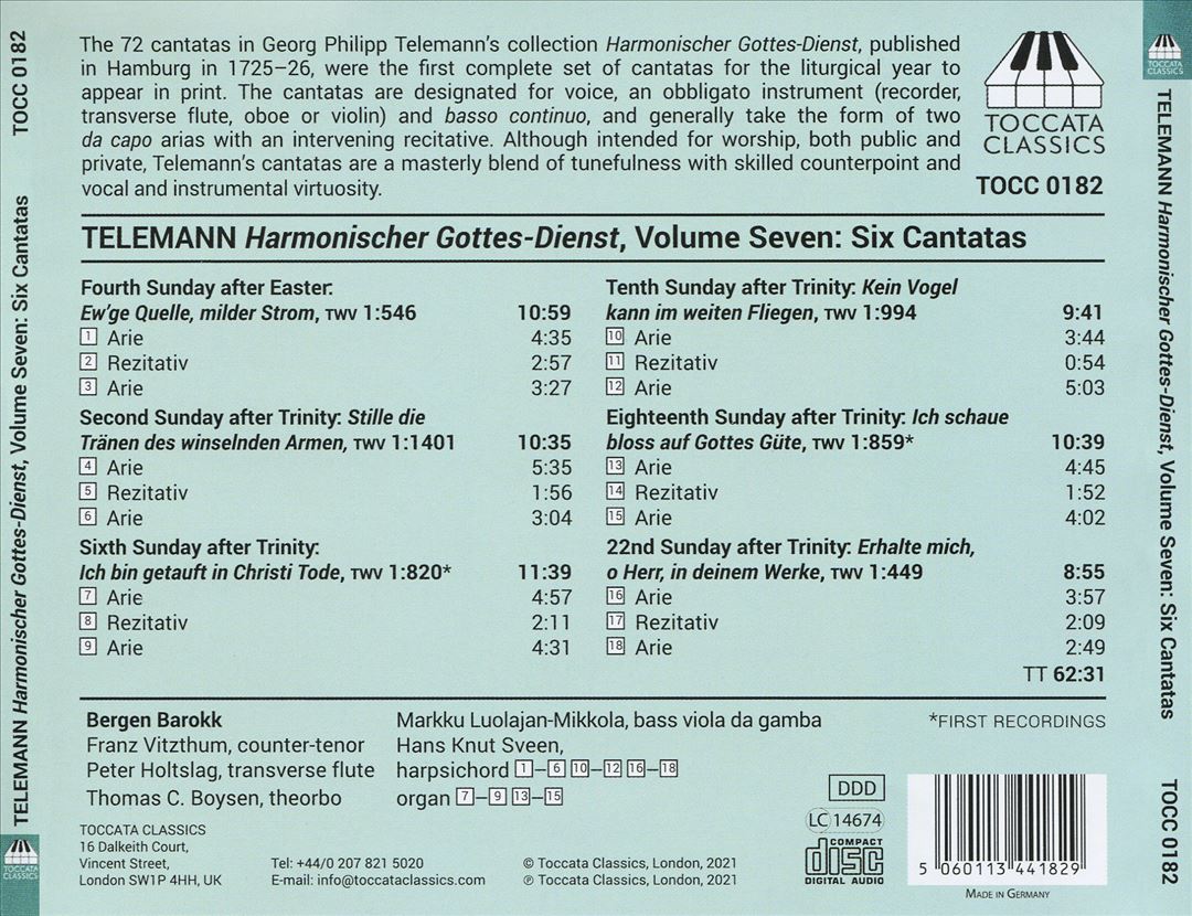 Georg Philipp Telemann: Harmonischer Gottes-Dienst, Vol. 7 cover art