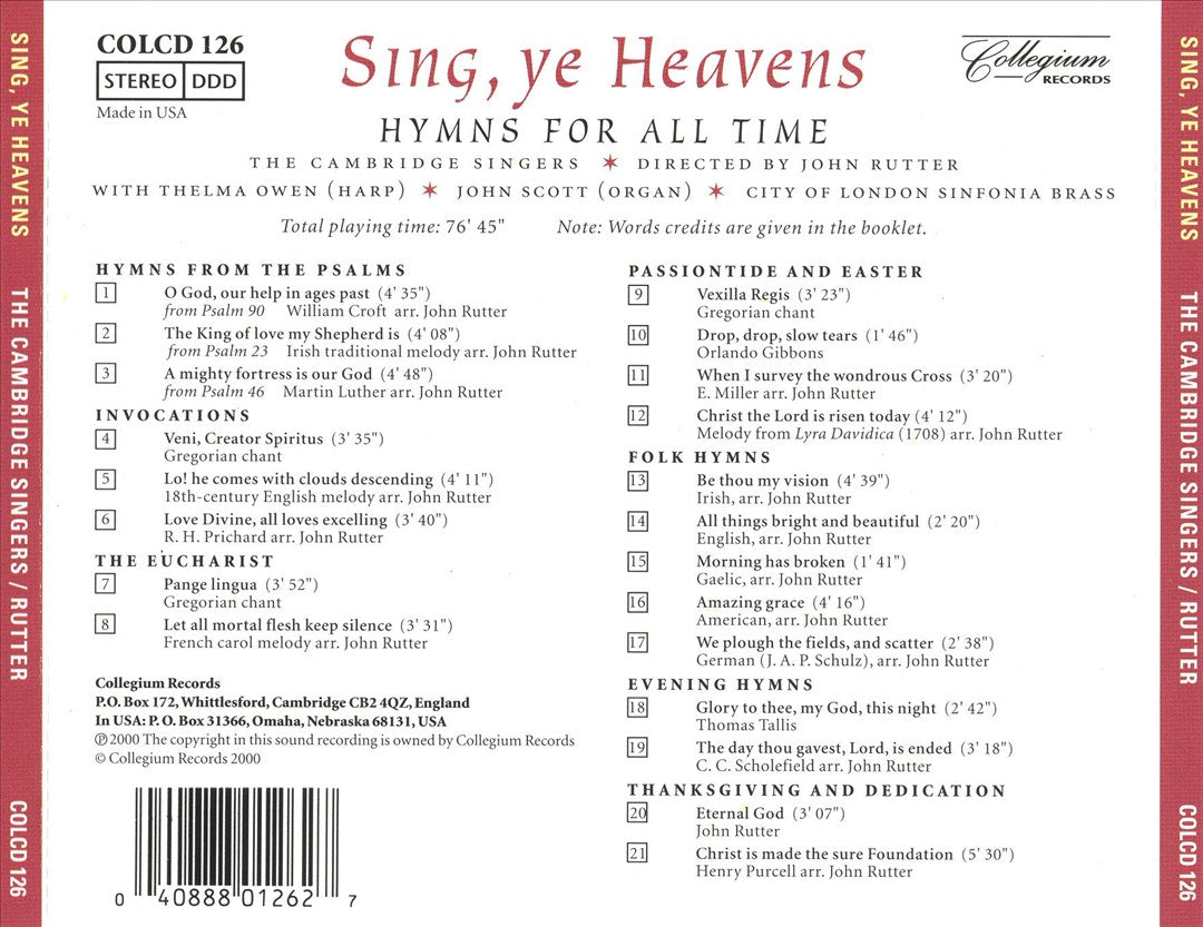 Sing, ye Heavens: Hymns for All Time cover art